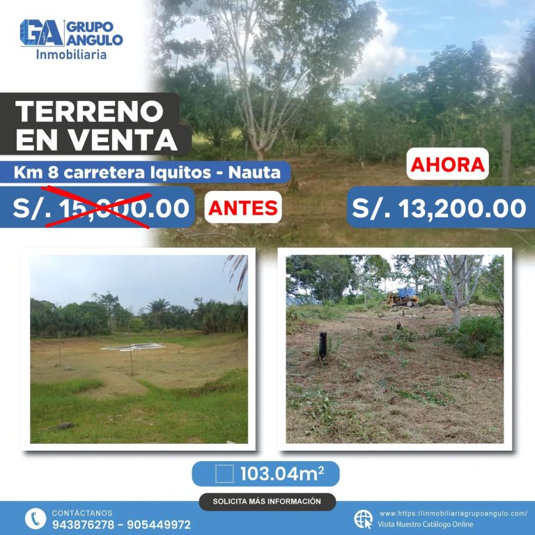 ✅ AREA TOTAL : 103.04 M2

📍UBICADO EN:  KM 8.5 CARRETERA IQUITOS - NAUTA